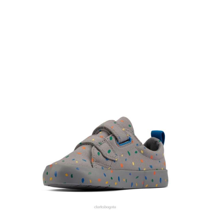Clarks 0DX8L3813 foxing print t clarks lona gris niños lona gris