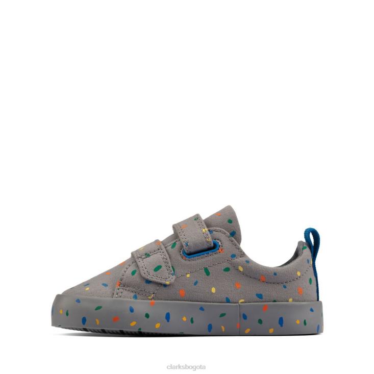 Clarks 0DX8L3813 foxing print t clarks lona gris niños lona gris
