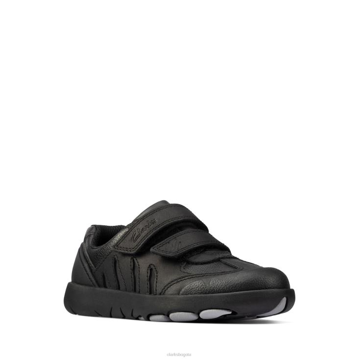 Clarks 0DX8L3832 clarks rex stride k cuero negro niños cuero negro