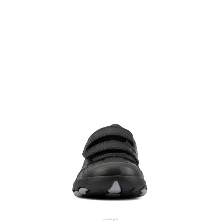Clarks 0DX8L3832 clarks rex stride k cuero negro niños cuero negro