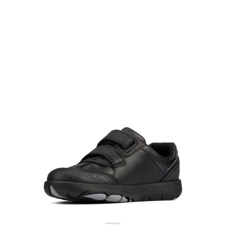 Clarks 0DX8L3832 clarks rex stride k cuero negro niños cuero negro
