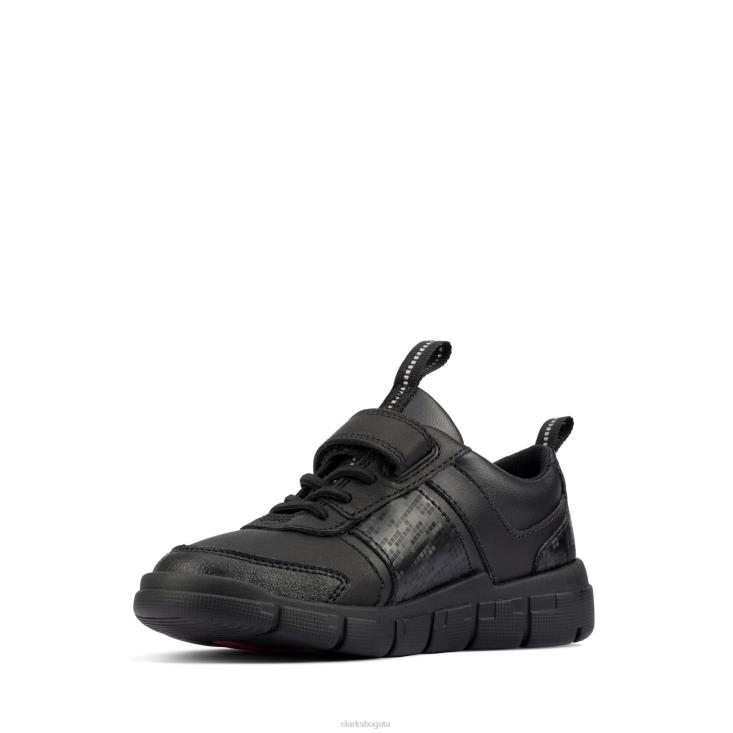 Clarks 0DX8L3855 codificar brillante k clarks cuero negro niños cuero negro
