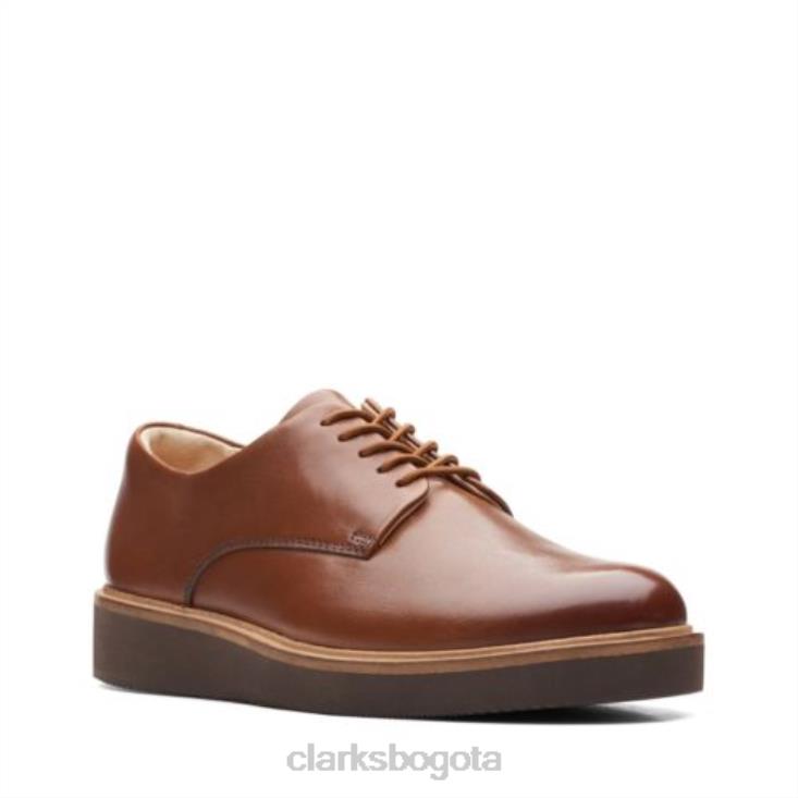 Clarks 0DX8L3864 clarks glickly derby de cuero tostado oscuro mujer cuero bronceado oscuro