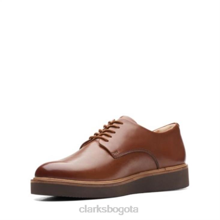 Clarks 0DX8L3864 clarks glickly derby de cuero tostado oscuro mujer cuero bronceado oscuro