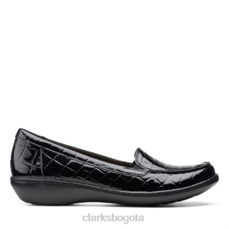 Clarks 0DX8L3945 Mermelada clarks black pat/croc ashland mujer palmadita negra/cocodrilo