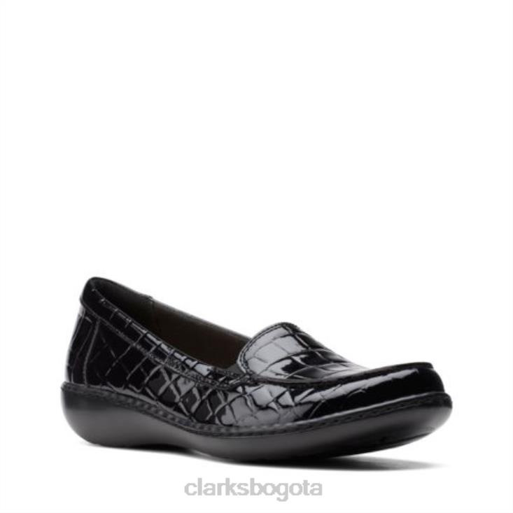 Clarks 0DX8L3945 Mermelada clarks black pat/croc ashland mujer palmadita negra/cocodrilo
