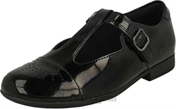 Clarks 0DX8L398 Zapatos con barra en T para niña con detalle láser Scala Spirit K Black Clarks niños negro