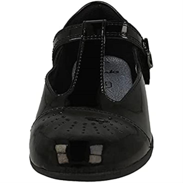 Clarks 0DX8L398 Zapatos con barra en T para niña con detalle láser Scala Spirit K Black Clarks niños negro