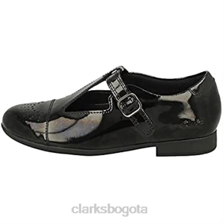 Clarks 0DX8L398 Zapatos con barra en T para niña con detalle láser Scala Spirit K Black Clarks niños negro