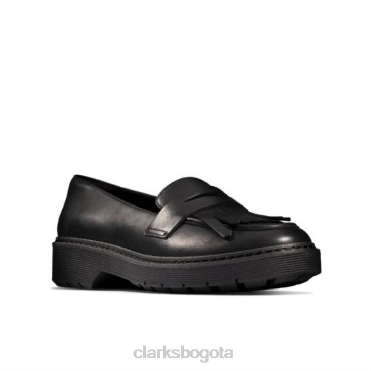 Clarks 0DX8L3986 clarks witcombe amanecer cuero negro mujer cuero negro