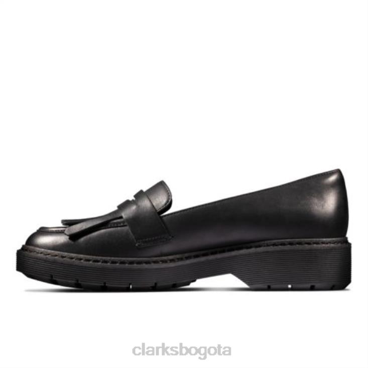 Clarks 0DX8L3986 clarks witcombe amanecer cuero negro mujer cuero negro