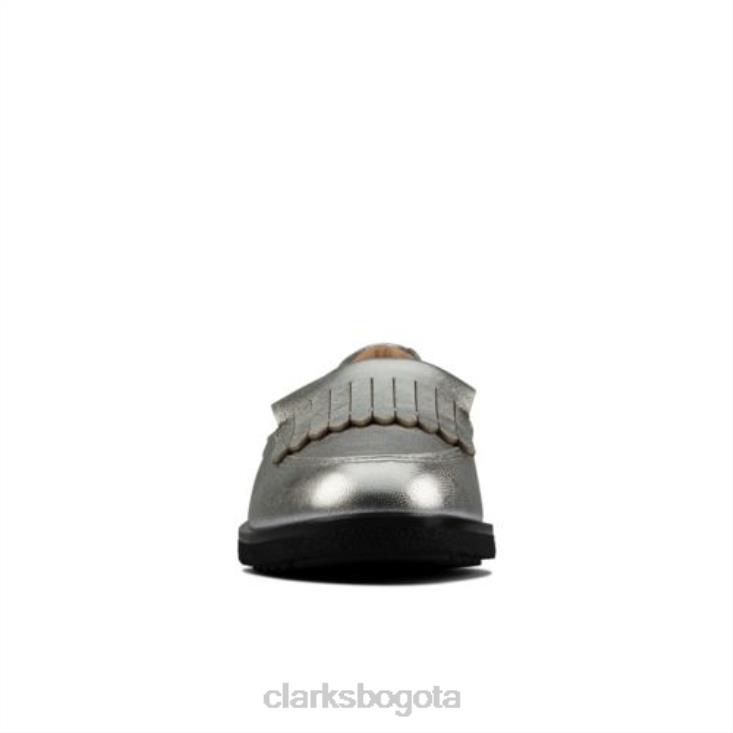 Clarks 0DX8L3987 falda escocesa clarks griff plateada metalizada mujer plata metalizada