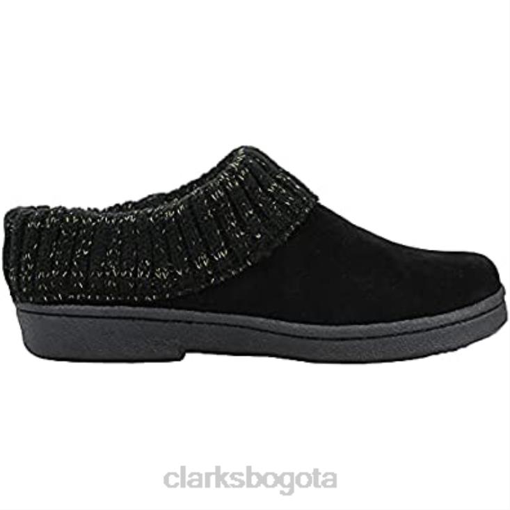 Clarks 0DX8L4 Pantuflas de rizo suave con espalda abierta para mujer en color negro dorado clarks mujer oro negro