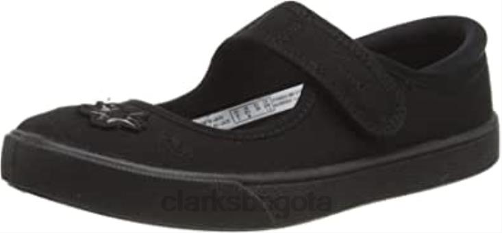 Clarks 0DX8L400 Zapatos escolares de ballet para niña hopper go de Clarks de tela negra niños tela negra