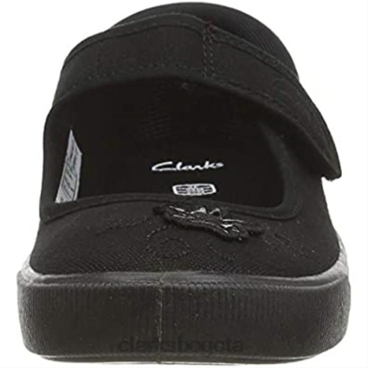 Clarks 0DX8L400 Zapatos escolares de ballet para niña hopper go de Clarks de tela negra niños tela negra