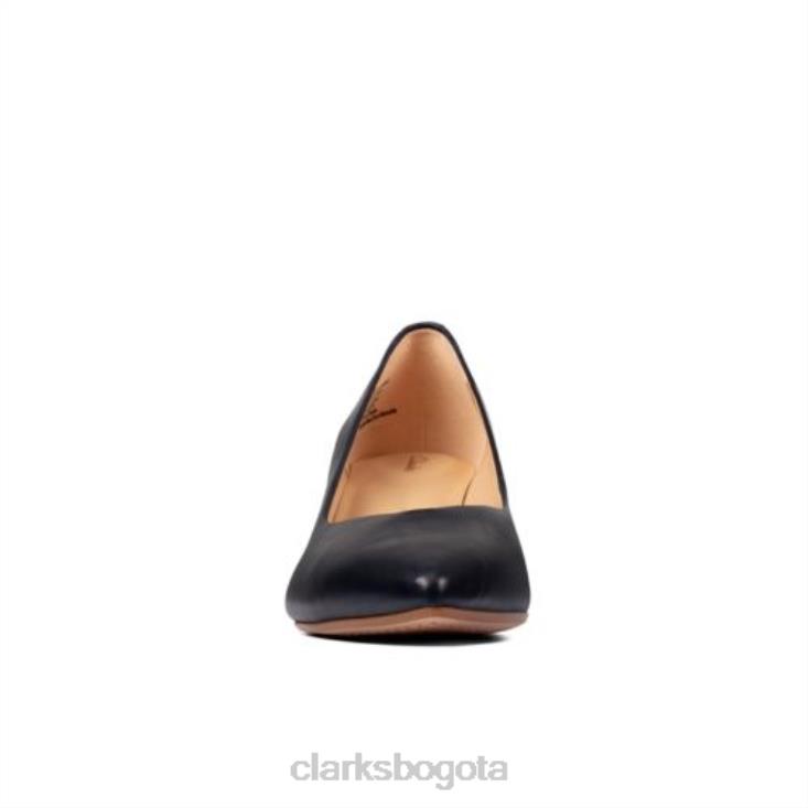 Clarks 0DX8L4003 Clarks Laina 55 Court2 de cuero azul marino mujer cuero azul marino