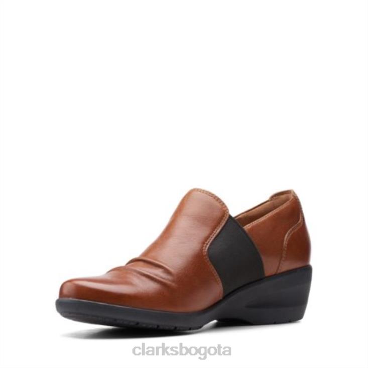 Clarks 0DX8L4010 clarks rosely step cuero tostado oscuro mujer cuero bronceado oscuro