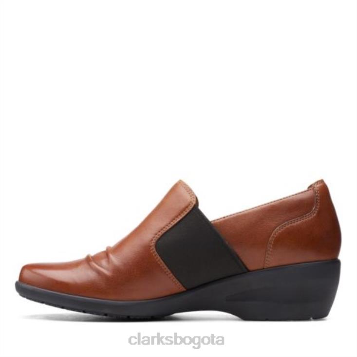 Clarks 0DX8L4010 clarks rosely step cuero tostado oscuro mujer cuero bronceado oscuro