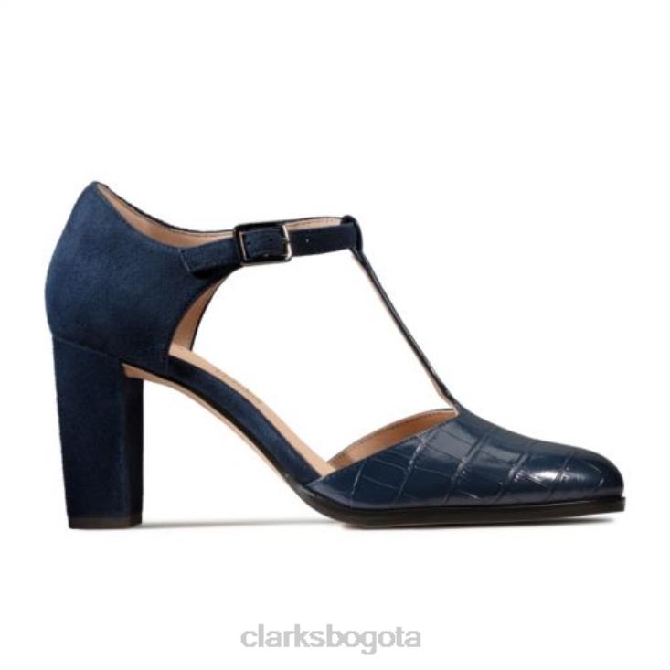 Clarks 0DX8L4012 clarks croc kayl85 tbar azul marino mujer cocodrilo azul marino