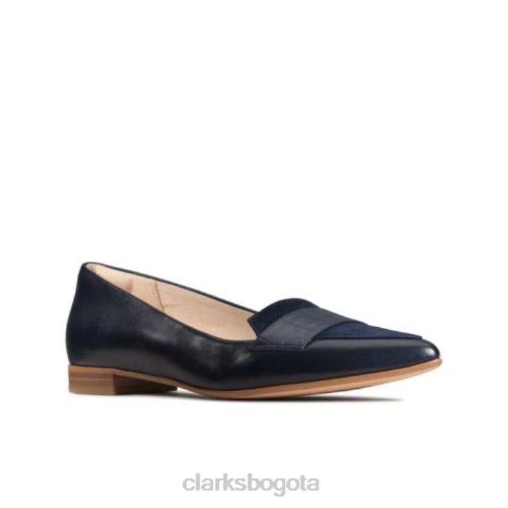 Clarks 0DX8L4013 mocasín laina 15 clarks marino cocodrilo combinado mujer combi de cocodrilo azul marino