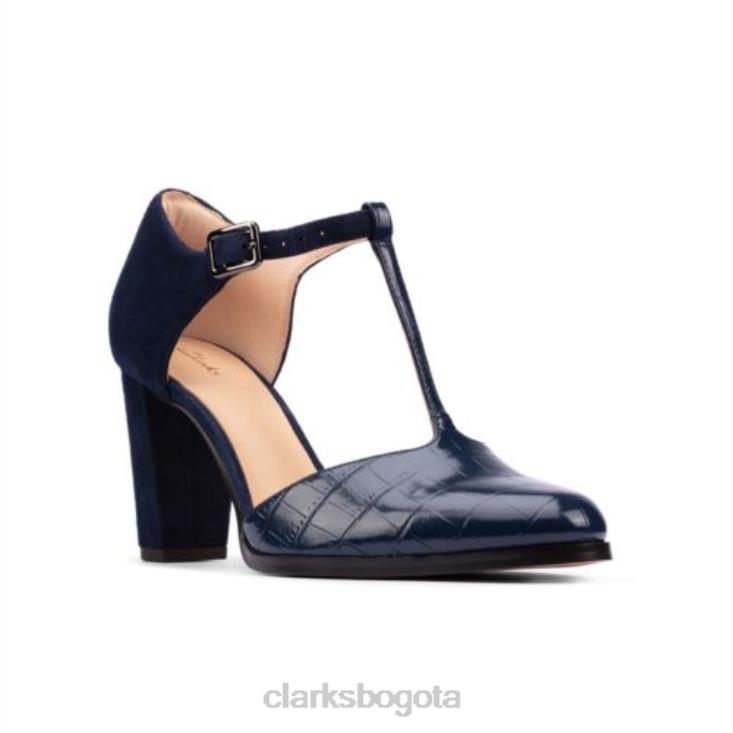 Clarks 0DX8L4040 clarks cocodrilo azul marino kayl85 tbar 2 mujer cocodrilo azul marino