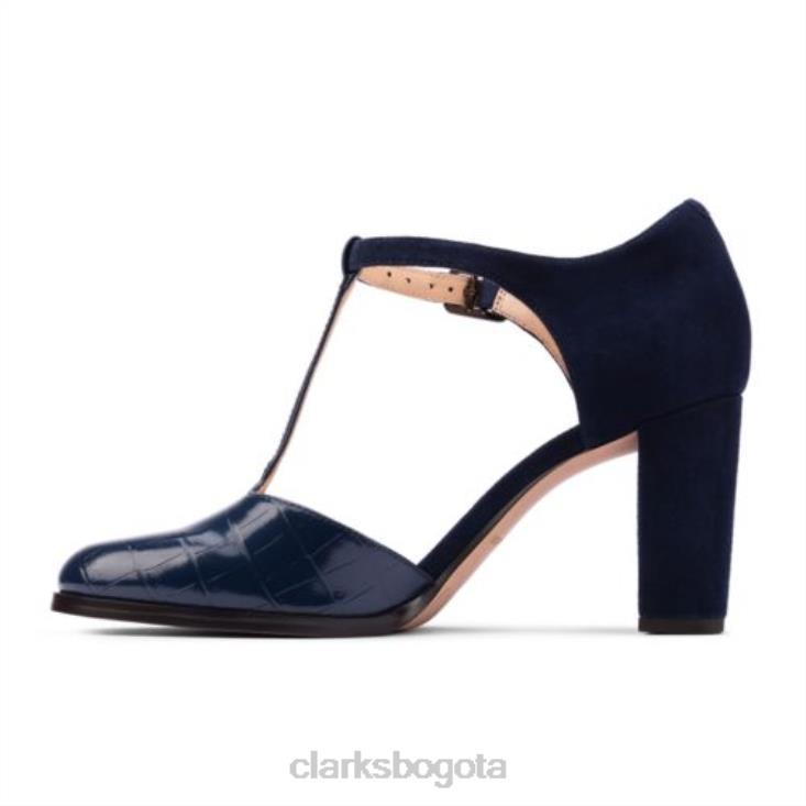 Clarks 0DX8L4040 clarks cocodrilo azul marino kayl85 tbar 2 mujer cocodrilo azul marino
