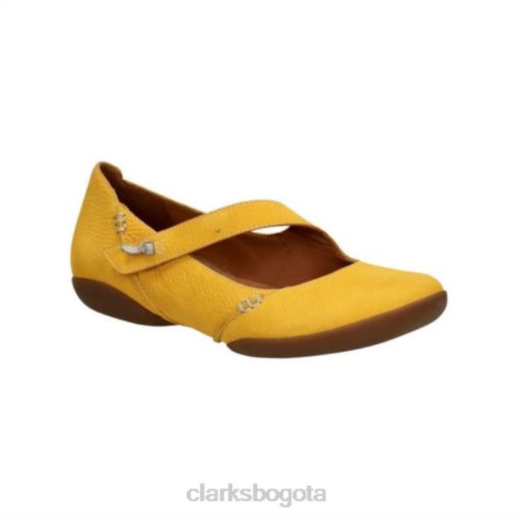 Clarks 0DX8L4064 clarks felicia plum cuero bajo amarillo unisexo cuero amarillo