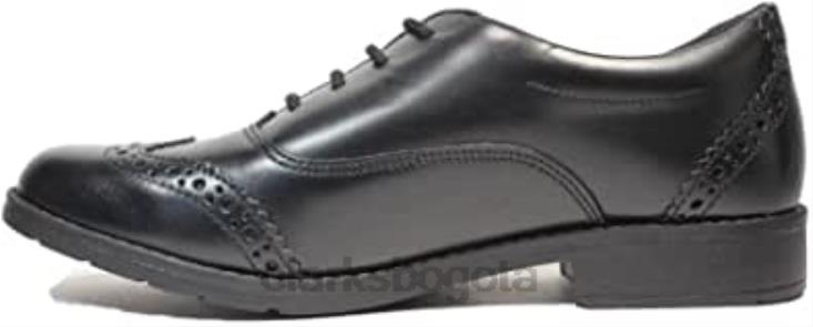 Clarks 0DX8L41 Zapatos escolares brogue para niña de cuero negro Clarks Aubrie Tap Youth negro niños negro