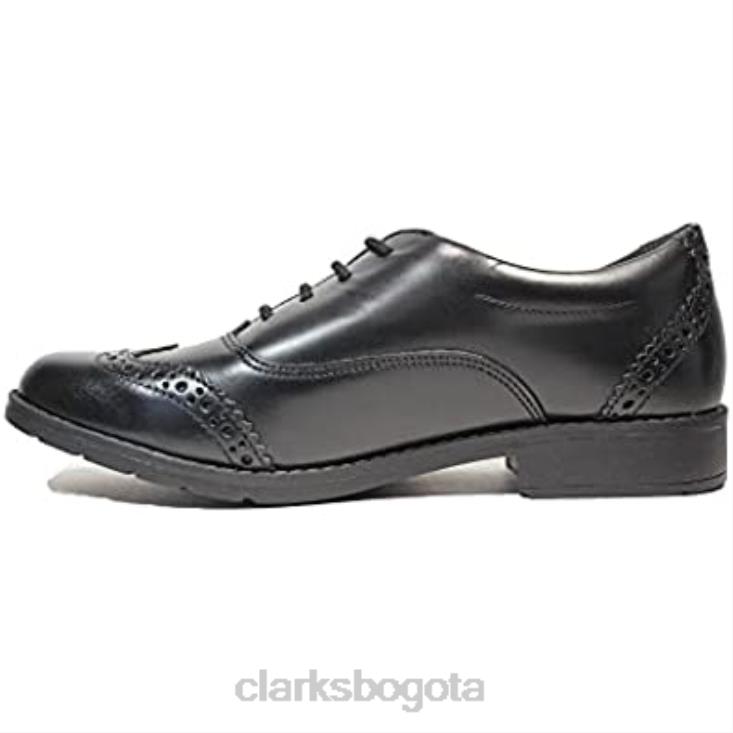 Clarks 0DX8L41 Zapatos escolares brogue para niña de cuero negro Clarks Aubrie Tap Youth negro niños negro
