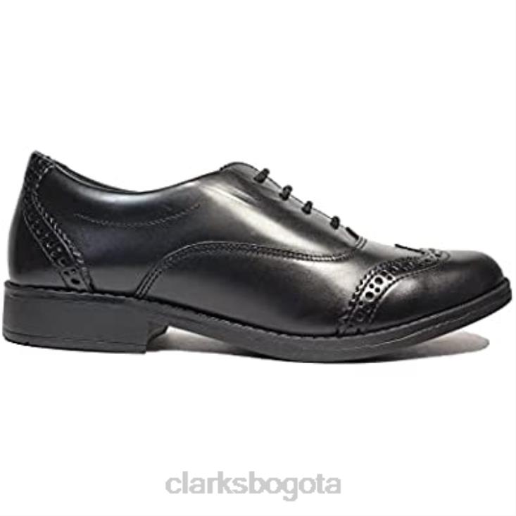 Clarks 0DX8L41 Zapatos escolares brogue para niña de cuero negro Clarks Aubrie Tap Youth negro niños negro
