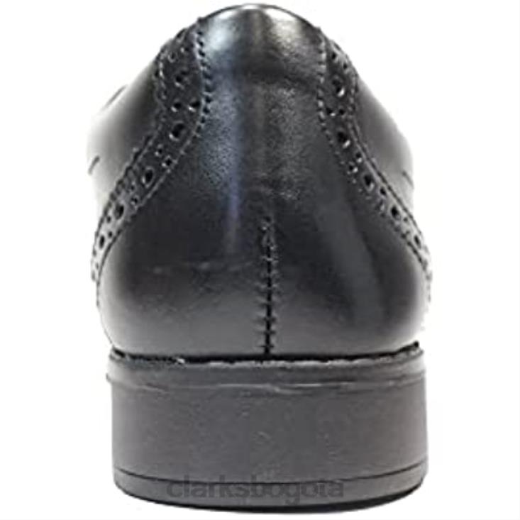 Clarks 0DX8L41 Zapatos escolares brogue para niña de cuero negro Clarks Aubrie Tap Youth negro niños negro