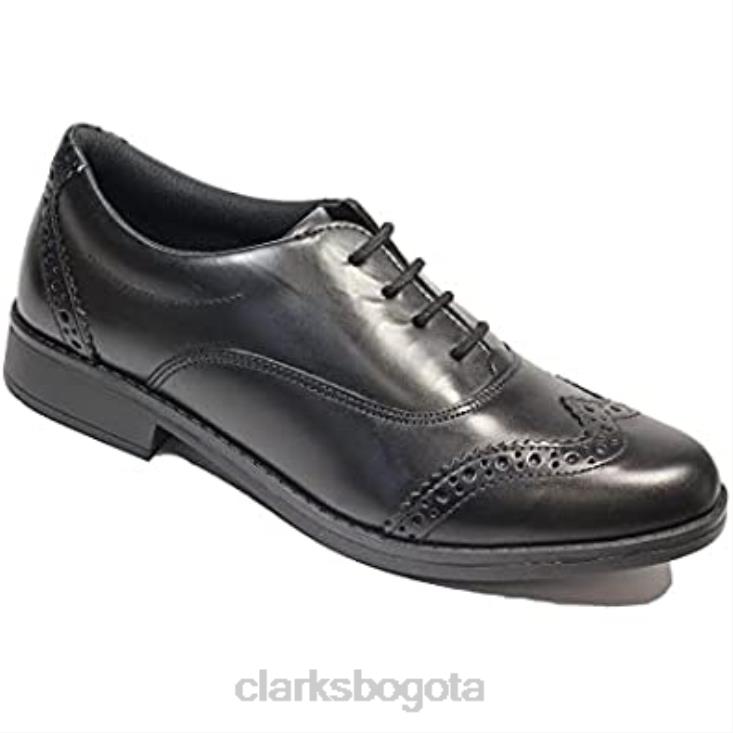 Clarks 0DX8L41 Zapatos escolares brogue para niña de cuero negro Clarks Aubrie Tap Youth negro niños negro
