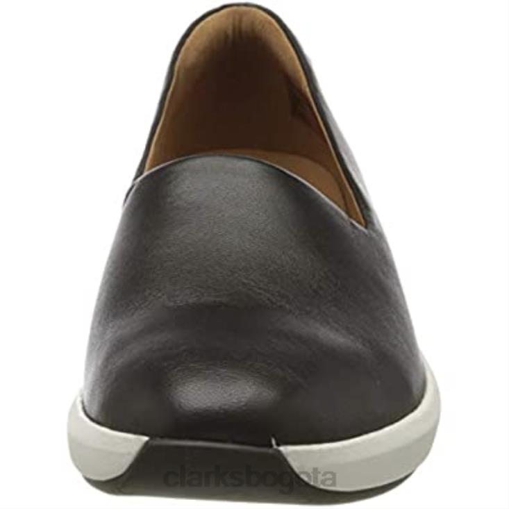Clarks 0DX8L412 Zapatillas sin cordones para mujer Un Rio Step de cuero negro de cuero negro Clarks mujer cuero negro cuero negro
