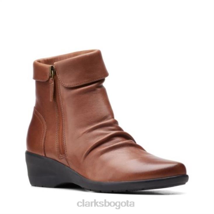 Clarks 0DX8L4144 Clarks Rosely de cuero tostado oscuro con cremallera unisexo cuero bronceado oscuro