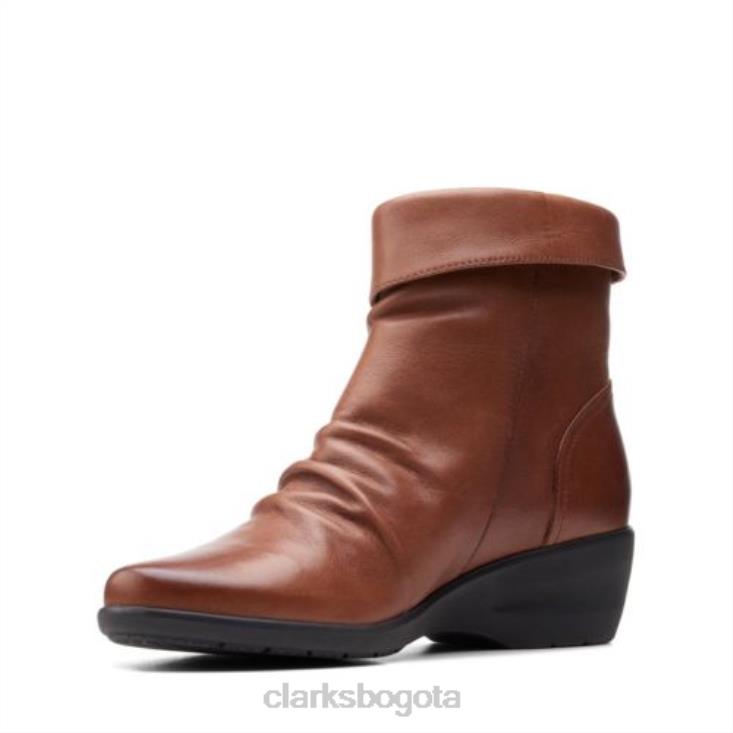 Clarks 0DX8L4144 Clarks Rosely de cuero tostado oscuro con cremallera unisexo cuero bronceado oscuro