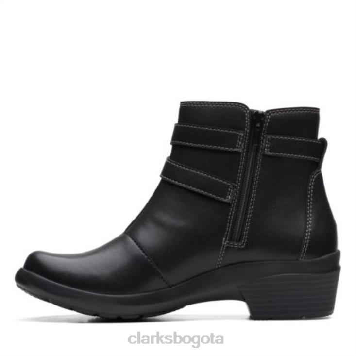 Clarks 0DX8L4148 Clarks Angie Spice de cuero negro unisexo cuero negro
