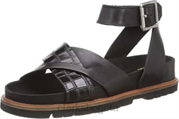 Clarks 0DX8L415 sandalia cruzada orianna mujer clarks piel combi negra mujer cuero combinado negro