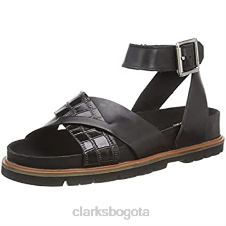 Clarks 0DX8L415 sandalia cruzada orianna mujer clarks piel combi negra mujer cuero combinado negro