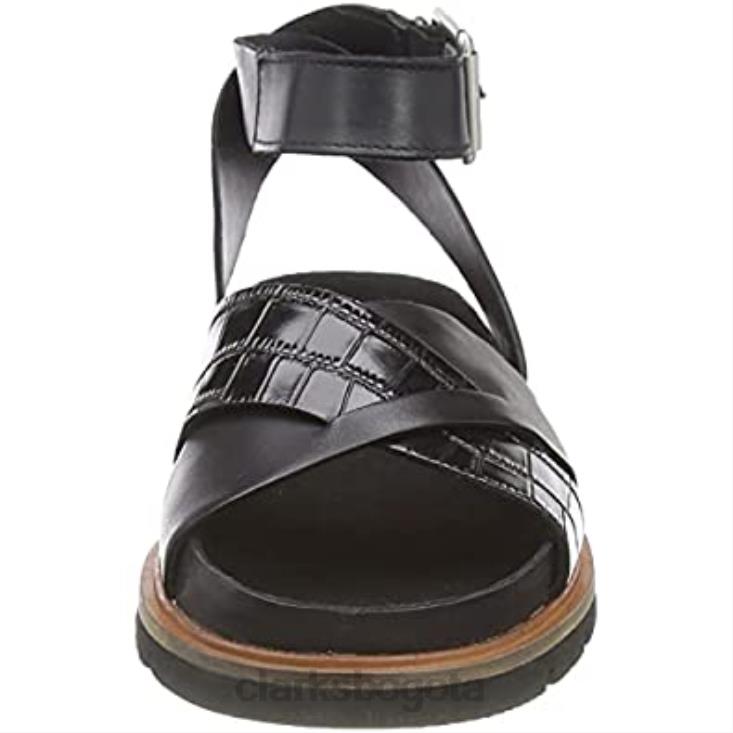 Clarks 0DX8L415 sandalia cruzada orianna mujer clarks piel combi negra mujer cuero combinado negro
