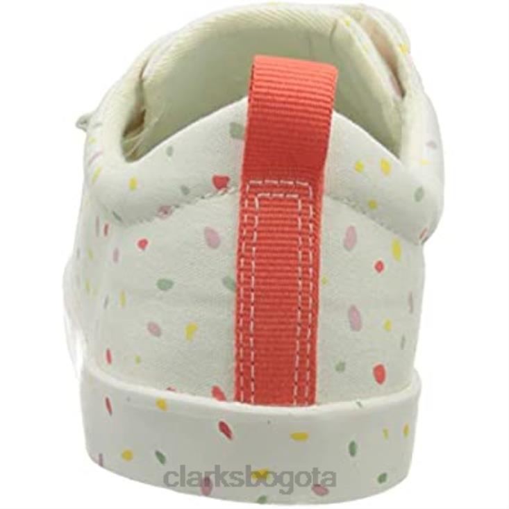 Clarks 0DX8L419 Zapatillas de deporte para niña con estampado foxing k de lona blanca clarks niños lienzo blanquecino