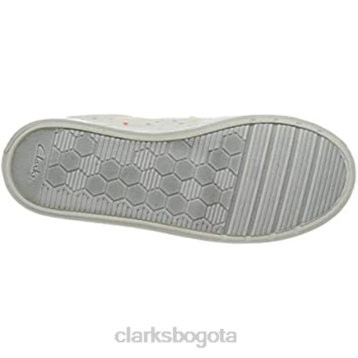 Clarks 0DX8L419 Zapatillas de deporte para niña con estampado foxing k de lona blanca clarks niños lienzo blanquecino