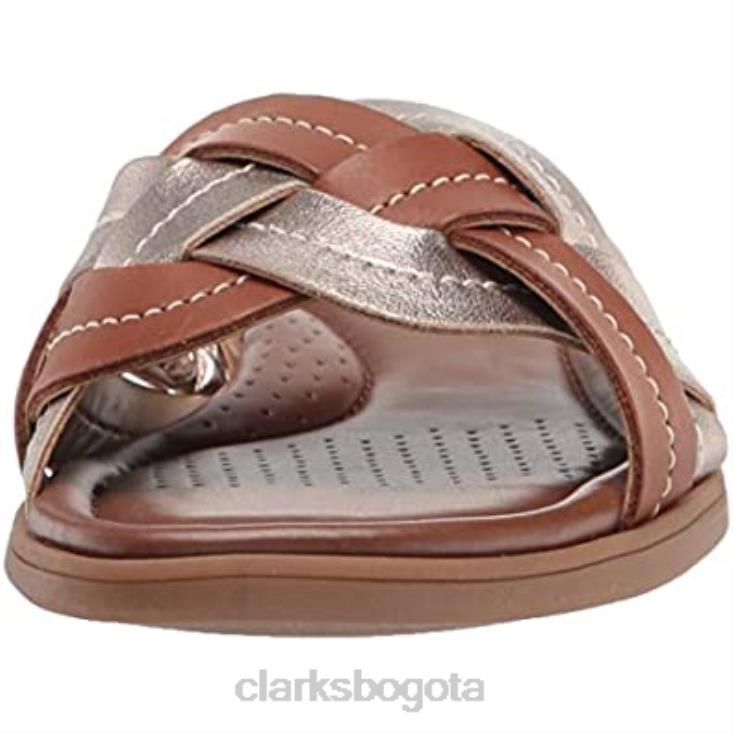 Clarks 0DX8L423 sandalias planas de tejido reyna para mujer clarks combinación metálica de cuero tostado mujer combinación metalizada de cuero tostado