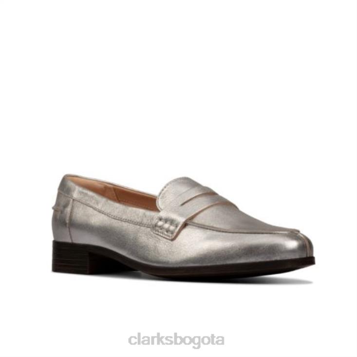 Clarks 0DX8L4339 mocasines clarks hamble plateado metalizado mujer plata metalizada