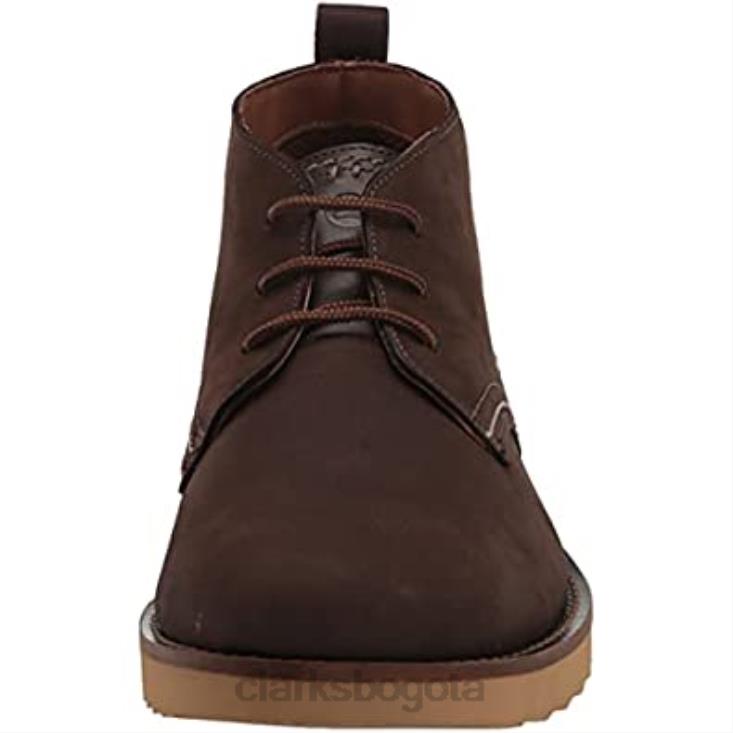 Clarks 0DX8L434 Botas clarks fallhill mid chukka para hombre de nobuk marrón oscuro hombres nubuck marrón oscuro
