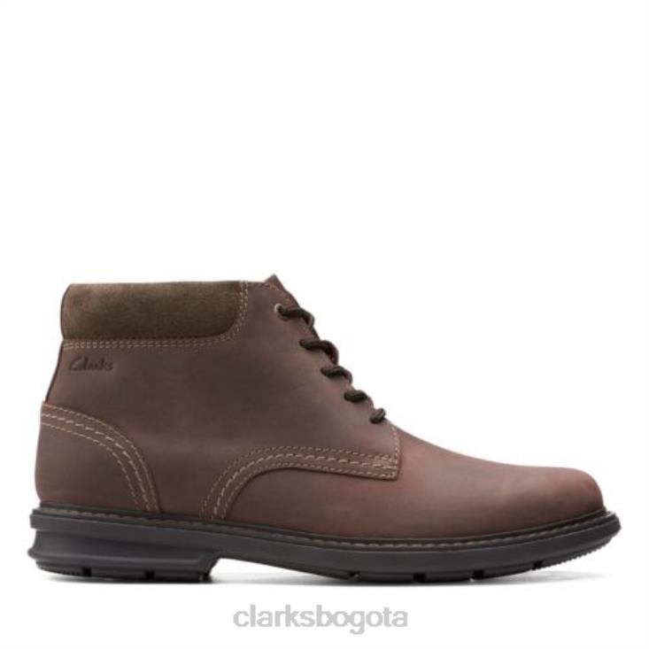 Clarks 0DX8L4348 Clarks Rendell Peak de cuero marrón oscuro hombres cuero marrón oscuro