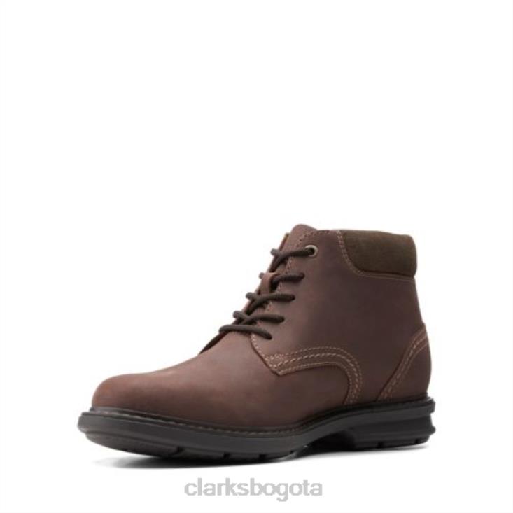 Clarks 0DX8L4348 Clarks Rendell Peak de cuero marrón oscuro hombres cuero marrón oscuro