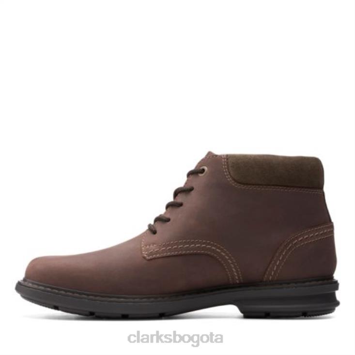 Clarks 0DX8L4348 Clarks Rendell Peak de cuero marrón oscuro hombres cuero marrón oscuro