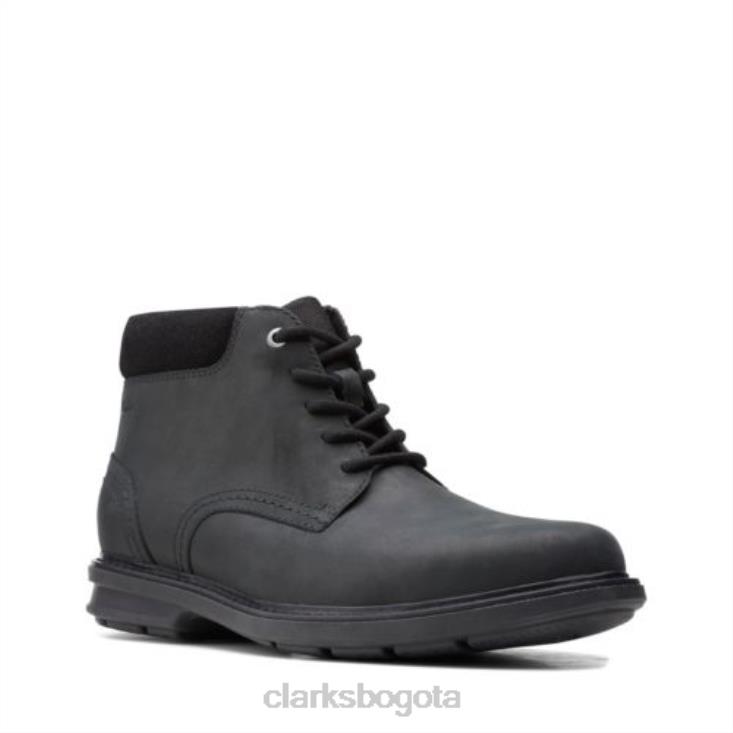 Clarks 0DX8L4350 clarks de cuero negro Rendell Peak hombres cuero negro
