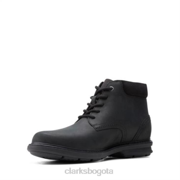 Clarks 0DX8L4350 clarks de cuero negro Rendell Peak hombres cuero negro