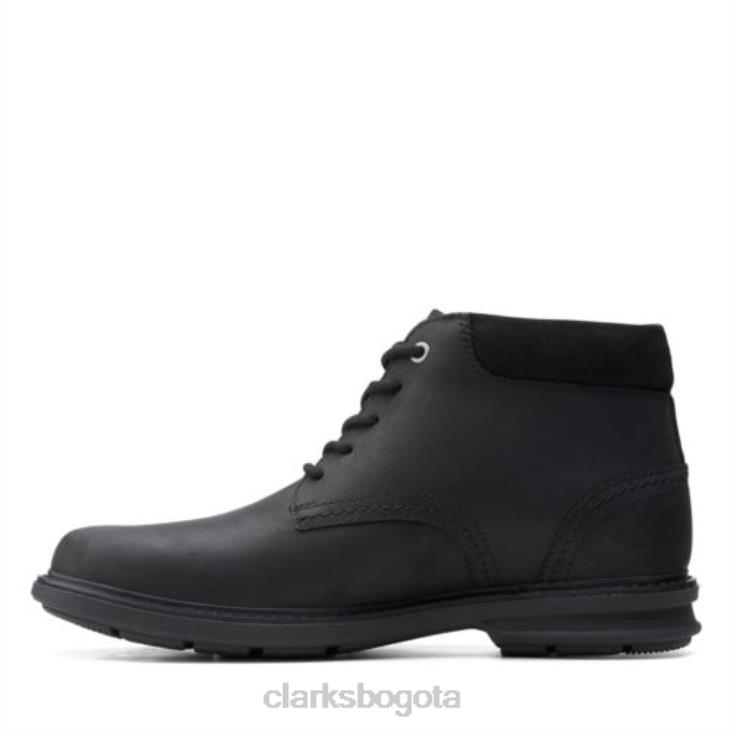 Clarks 0DX8L4350 clarks de cuero negro Rendell Peak hombres cuero negro